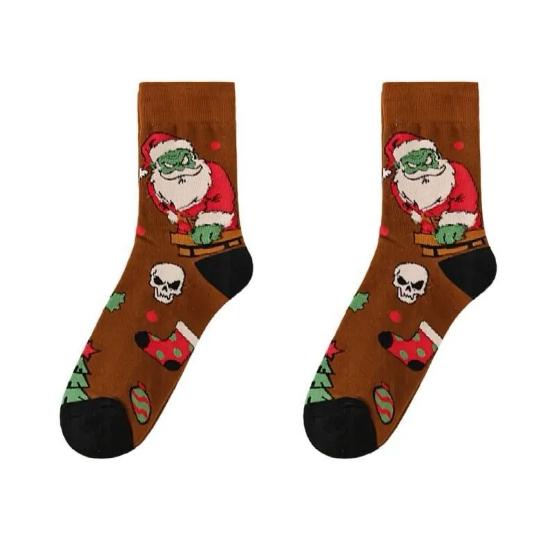 8 Pairs Assorted Christmas Pattern Crew Socks Gift Box Pack