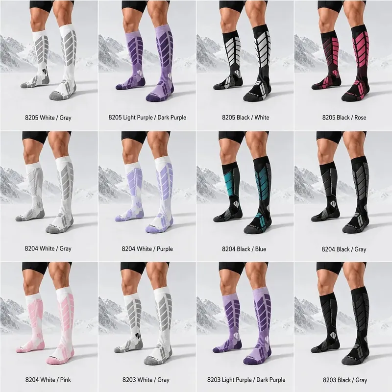 Athletic Knee High Compression Socks Calf Padding Reinforced Toe Terry Cushioned Sole Sport Socks