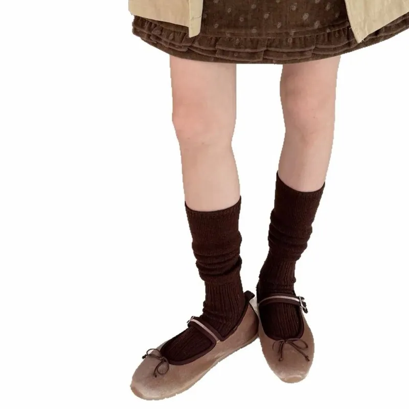 Autumn Winter Women Wool Long Socks Knee High Slouch Socks Thick Warm Solid Color Socks