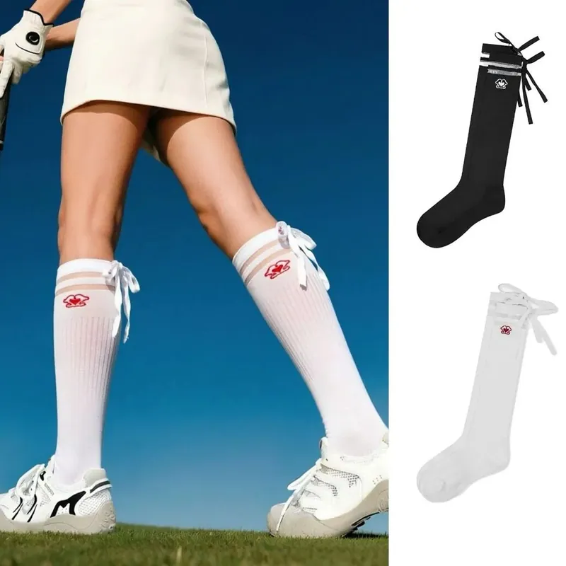Bow Embroidery Knee High Socks Women Golf Tennis Socks Multi-Color