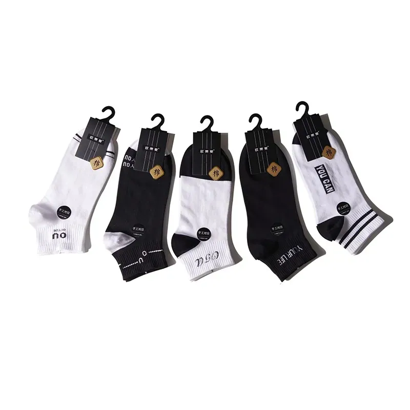 Breathable Black White Set Women Ruffle Cotton Middle Tube Short Socks