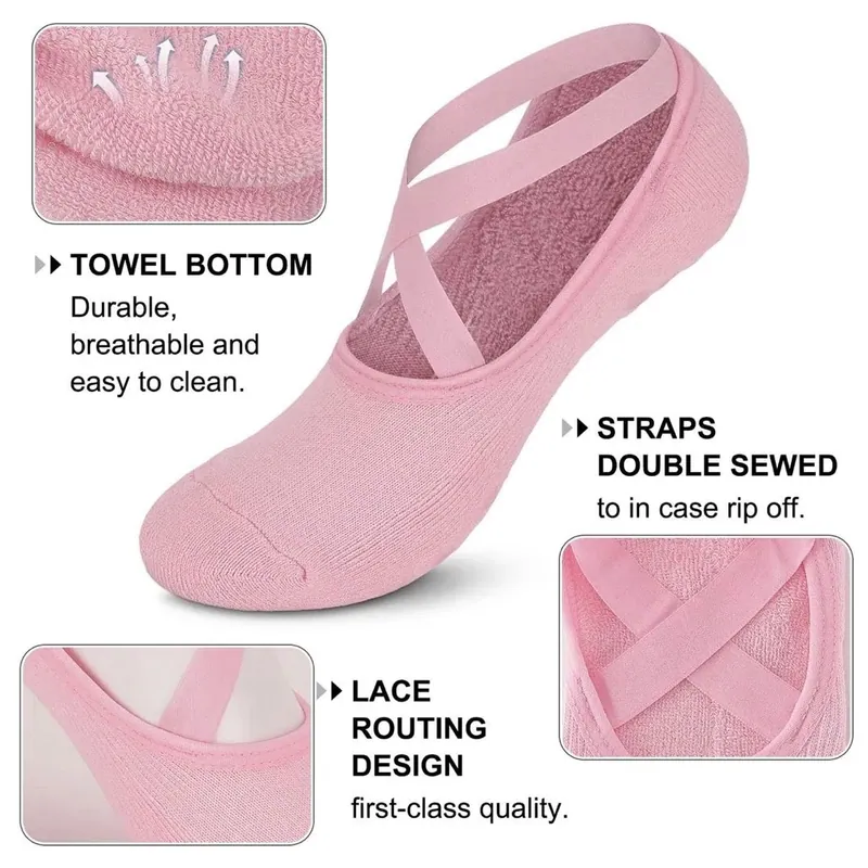 Breathable Cross Strap Anti Slip Socks Non Skid Ballet Yoga Pilates Socks