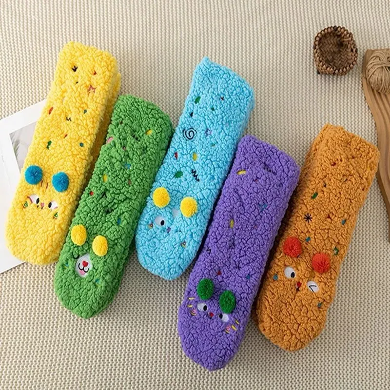 Cartoon Monster Fleece Lounge Socks Thermal Cozy Footwear