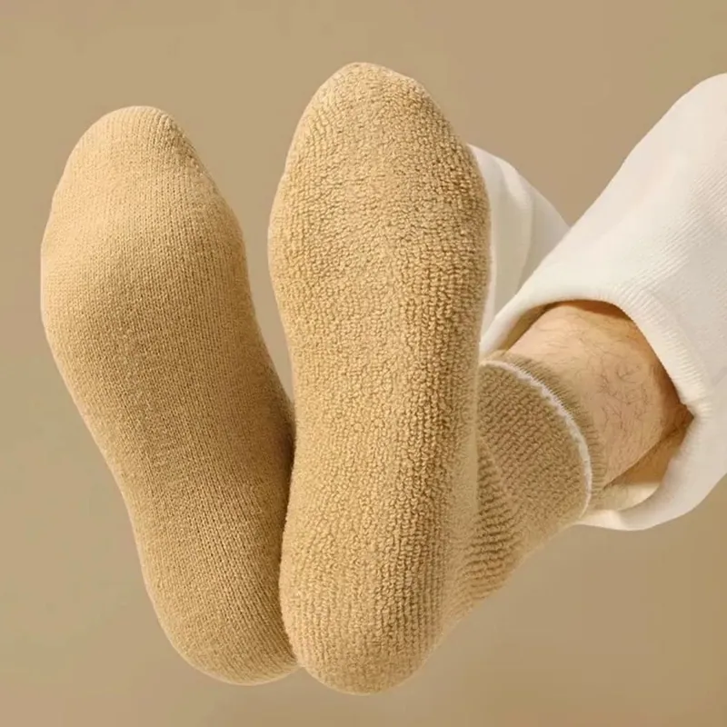 Cold Resistant Unisex Terry Crew Socks Ribbed Top Warm Thick Winter Socks OEM ODM Acceptable