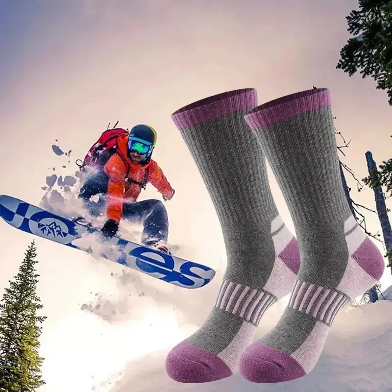 Colour Block Ski Crew Socks Outdoor Snow Thermal