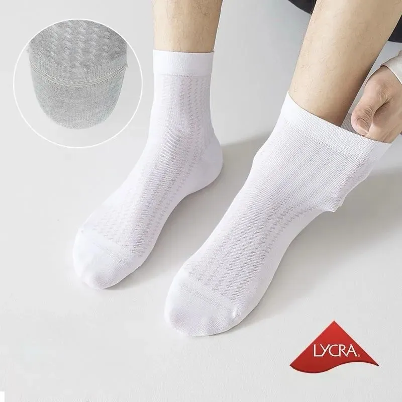 Cotton Lycra Mens Casual Socks Airy Crew Fit