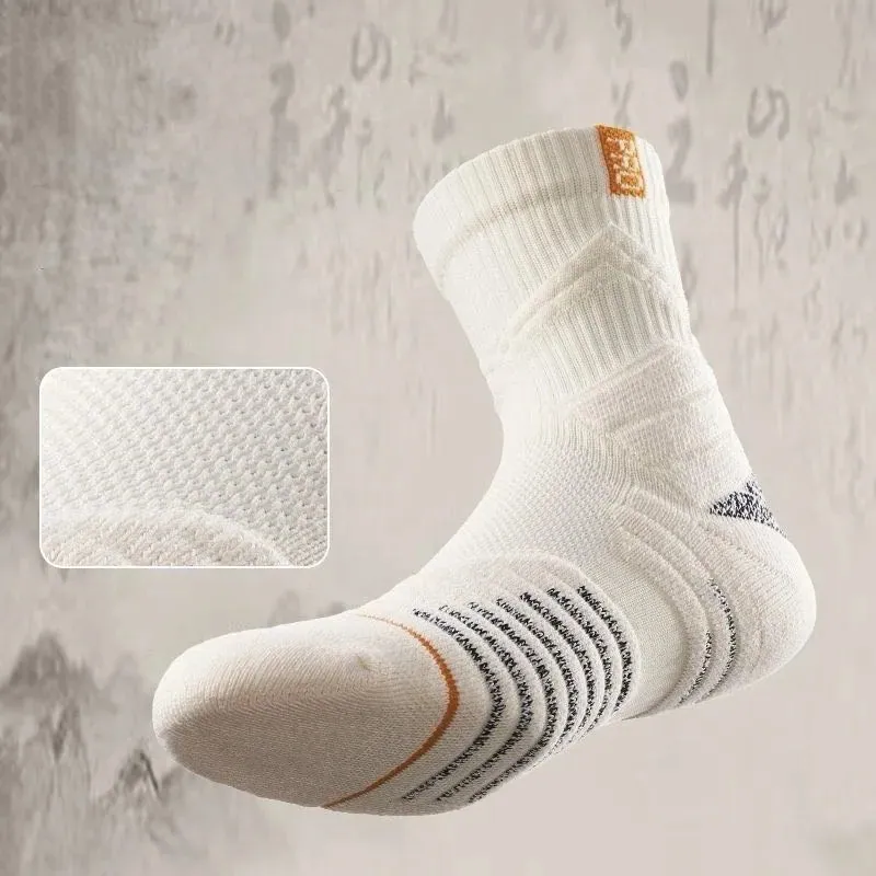 Cushioned Athletic Basketball Socks Men Anti-Slip Grip Sports Crew Socks