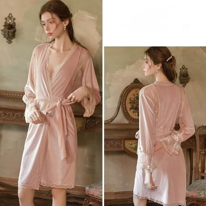 Elegant Women Sparkly Velvet Chemise Lace Hem Spaghetti Strap Night Dress Loungewear