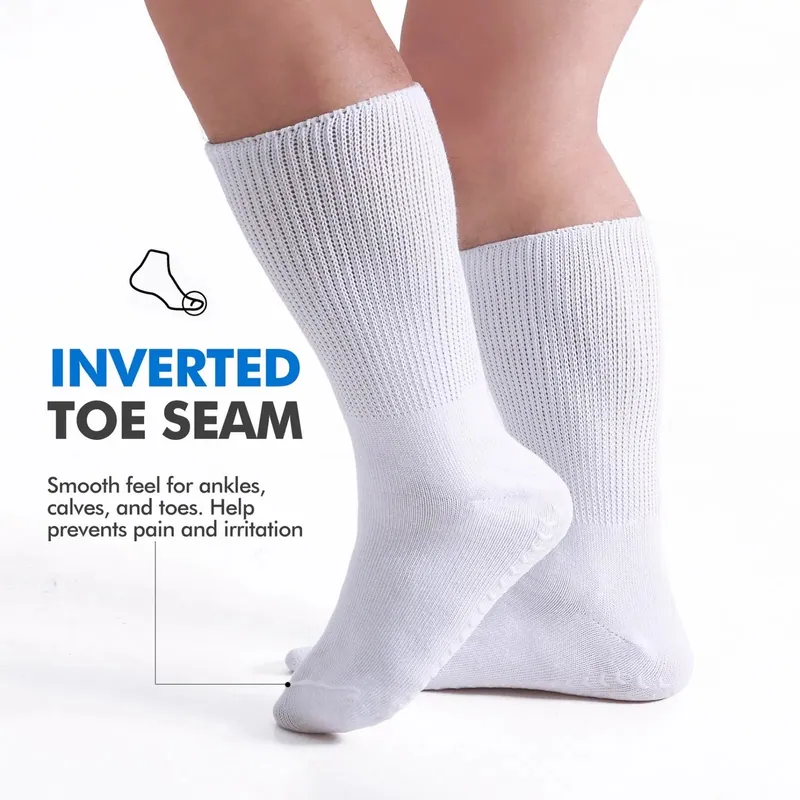 Extra Wide Top Diabetic Socks Non-Slip Hospital Socks Inverted Toe Seam Multi-Color