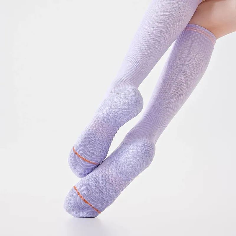 Fitness Workout Women Knee High Socks Silicone Grips