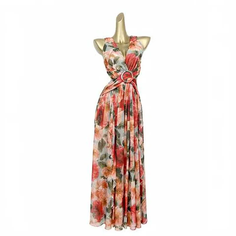 Floral Print Halter Backless Maxi Dress for Women