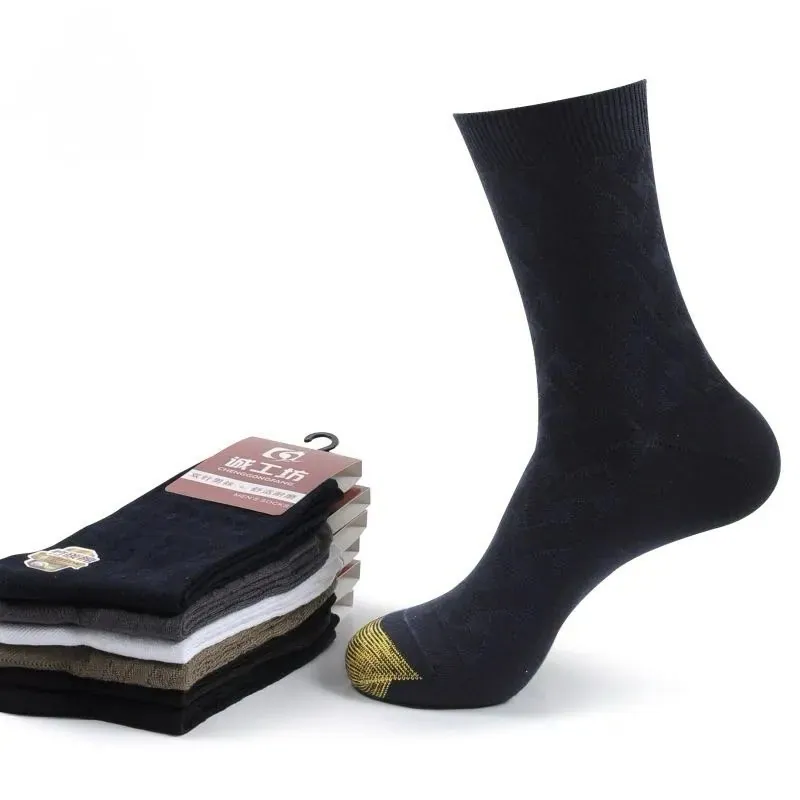 Gold Toe Men Crew Socks Moisture Wicking Jacquard Mid Calf Dress Socks