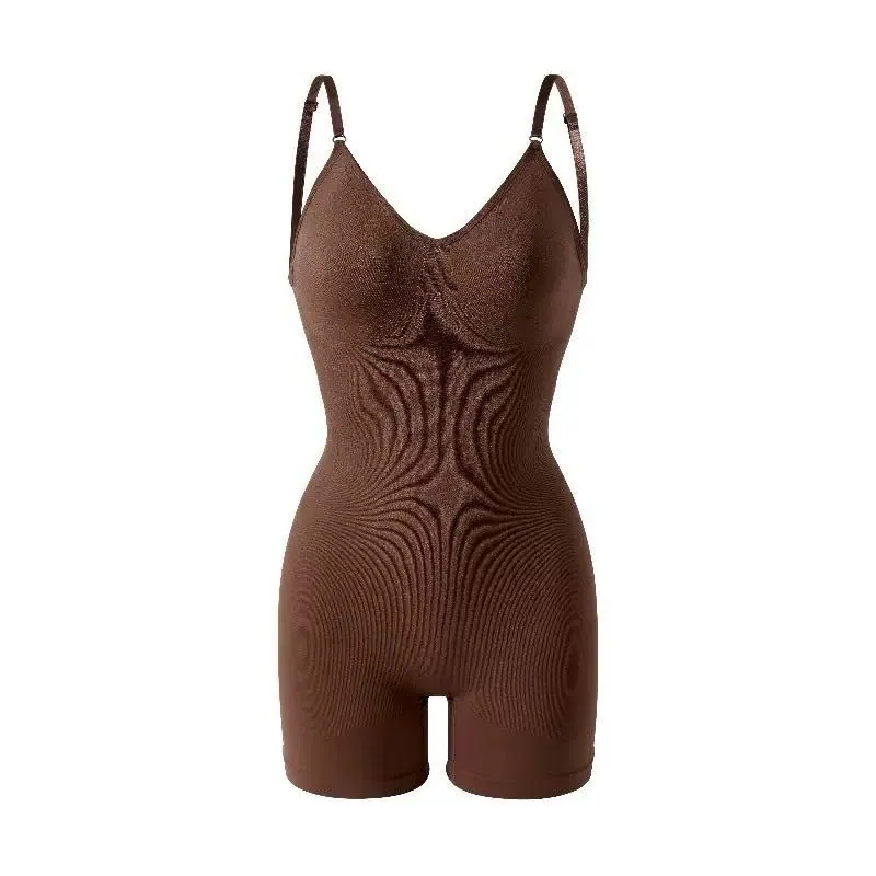 High Stretch Seamless Body Shaper Shorts V Neck Slimming Shapewear Bodysuit Custom Printed Logo