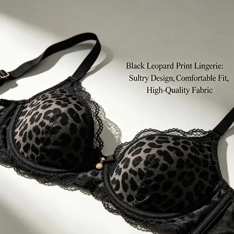 Leopard Print Lace Underwire Bra for Women