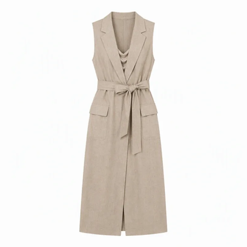 Linen Sleeveless Midi Dress