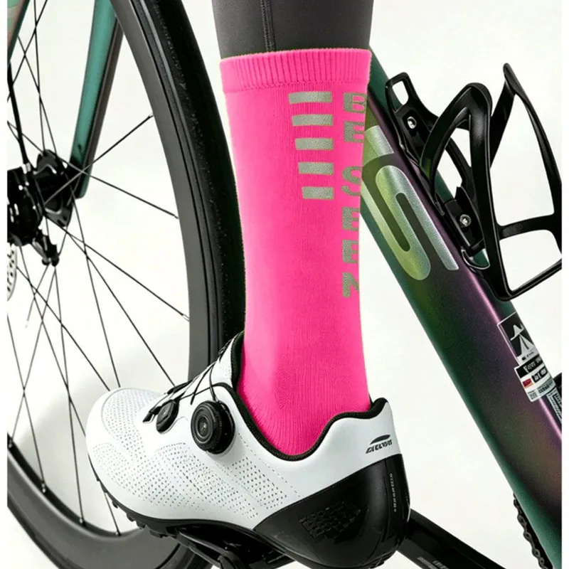 Multi Color Reflective Cycling Socks Elastic Cuff Outdoor Running Athletic Socks