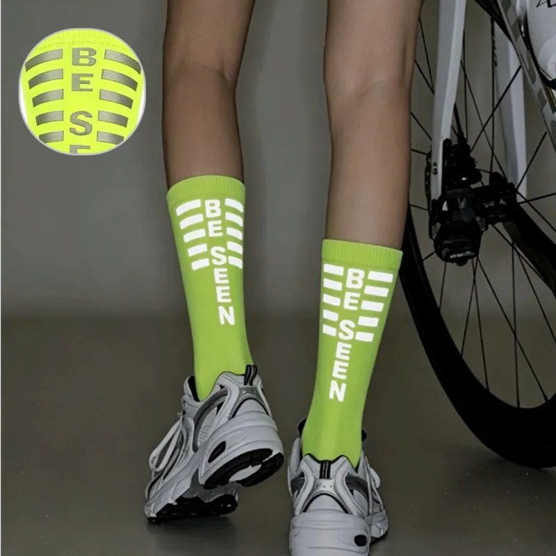 Night Riding Safety Reflective Strip Socks Mesh Outdoor Cycling Sports Socks Custom Logo