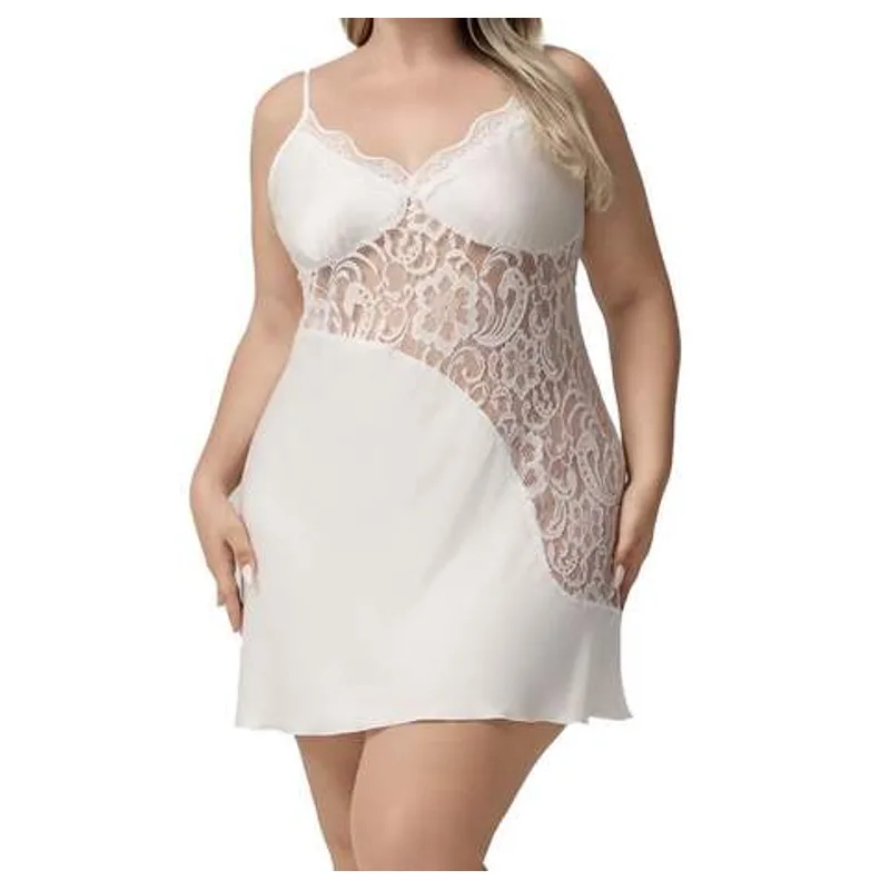 Plus Size Satin Lace Slip Nightgown