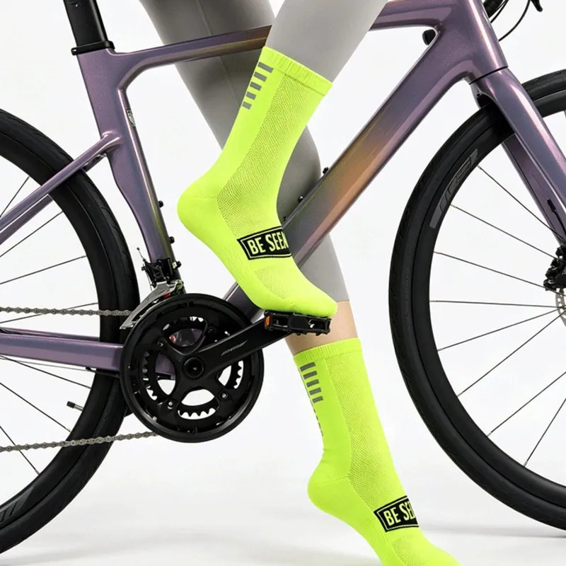Printed Reflective Cycling Socks Mid Length Athletic Bike Socks for Men Women