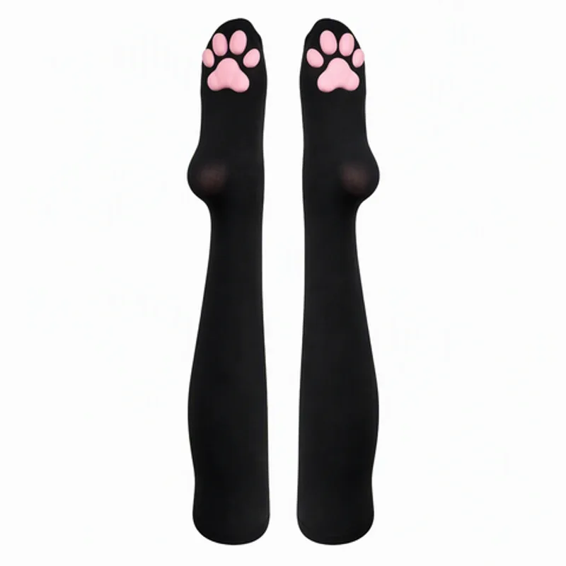 Sweet Kawaii 3D Raised Cat Paw Knee High Socks for Women