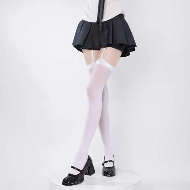 Transparent Thigh High Stockings with Built in Garter