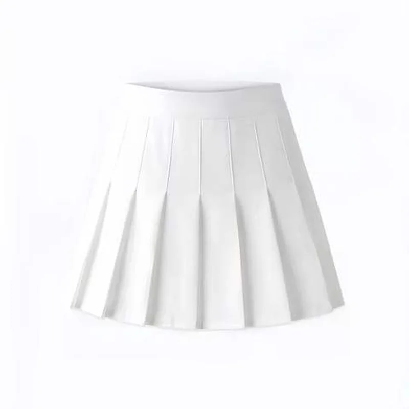 White High Waisted Pleated Tennis Skirt with Shorts Liner for Women