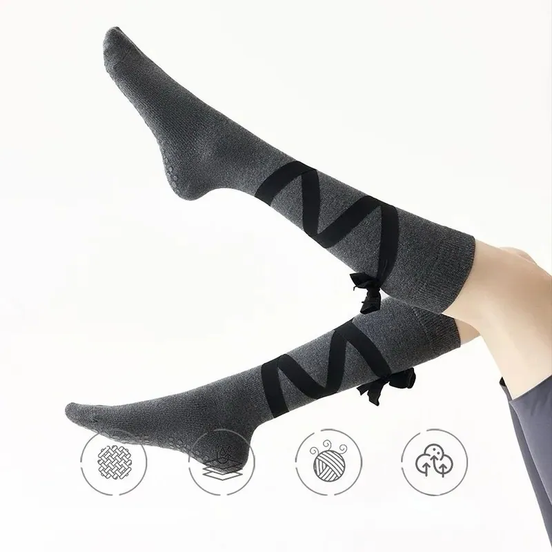 Women Five Finger Yoga Socks Crisscross Wrap Straps Mid Calf Length
