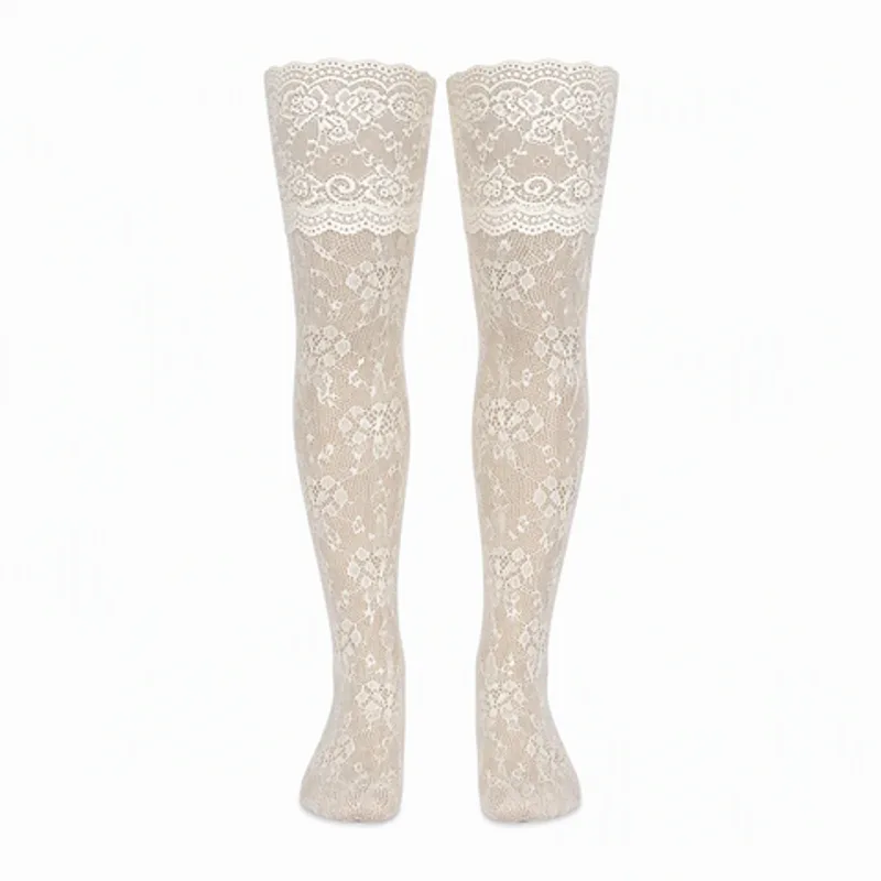 Women Floral Lace Anti-Slip Silicone Thigh High Stockings