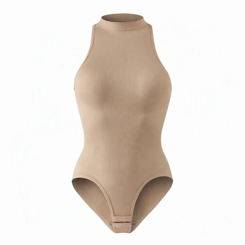 Women's Mock Neck Sleeveless Ribbed Bodysuit
