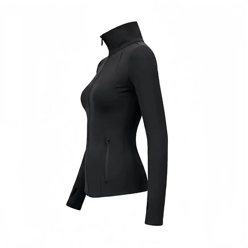 Women Slim Fit Zip up Athletic Jacket High Neck Thumb Hole Long Sleeve Yoga Coat Pockets Sports