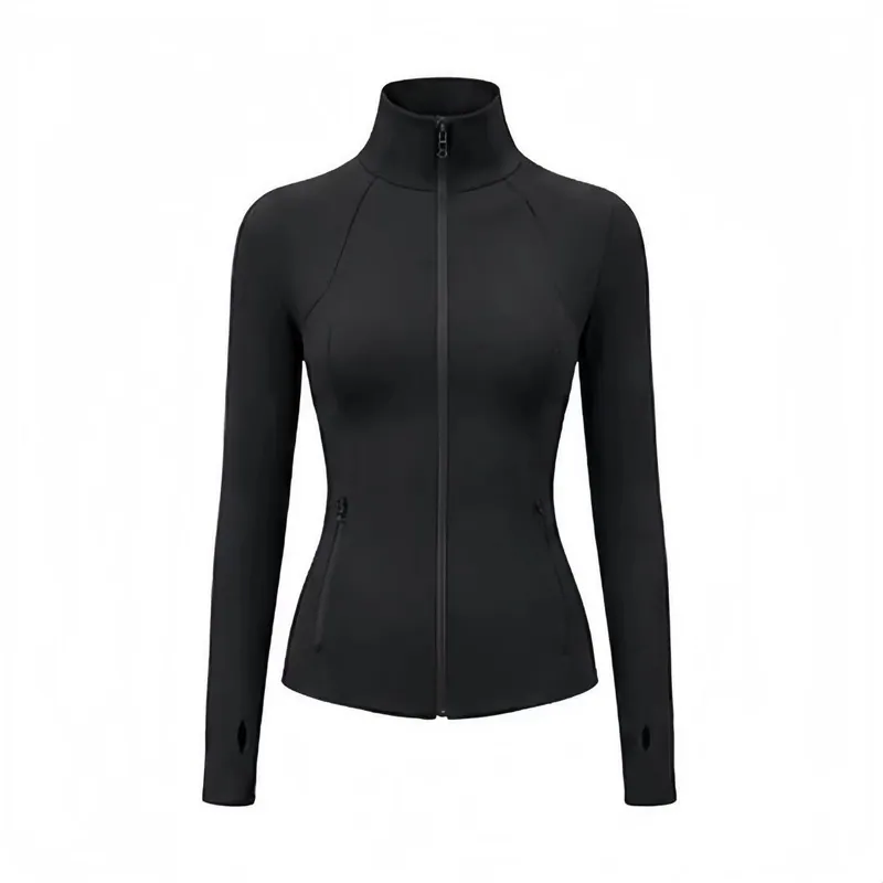 Women's Slim Fit Yoga Jacket, Full Zip Long Sleeve Workout Top, Casual Sports Coat with Thumb Holes